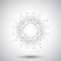 Fototapete - Geometric abstract form with connected lines and dots.  Vector