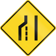 Canadian Road Warning Sign - Left Lane Ends Or Road Narrows From The Left. This Sign Is Used In Ontario