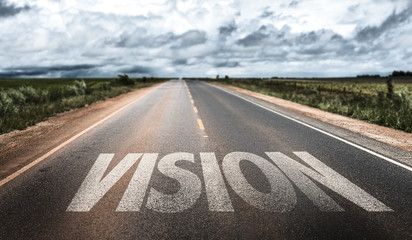 vision written on rural road