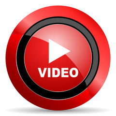 Aufkleber - video red glossy web icon