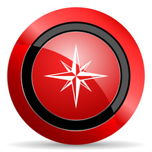 Compass Red Glossy Web Icon