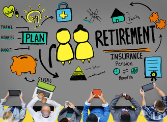 Wall Mural - Retirement Insurance Pension Saving Plan Benefits Travel Concept