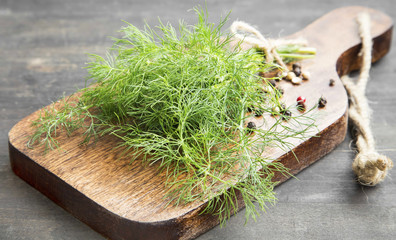 Dill Herb Bunch on a Cutting Board