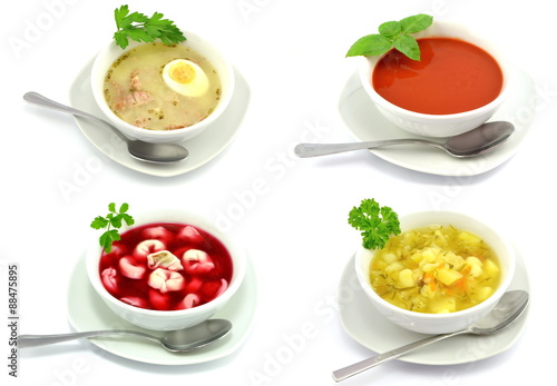 Nowoczesny obraz na płótnie zestaw różnych zup