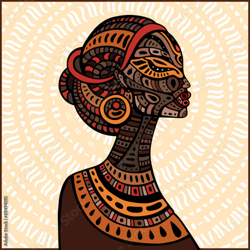 Profile of beautiful African woman. Tableau sur Toile