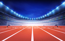 Athletics Stadium With Race Track Finish View