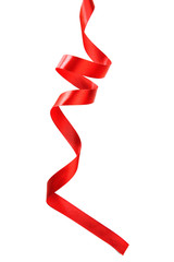 Poster - Shiny red ribbon isolated on white