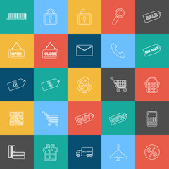 Poster - Set of outline shopping, e-commerce web icons for graphic and web design
