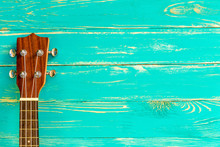 Ukulele Background / Ukulele / Ukulele On Blue Wooden Background