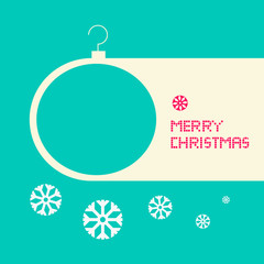 Sticker - Flat Design Retro Blue Vector Merry Christmas Card