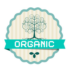 Sticker - Organic Label with Plant Symbol and Tree