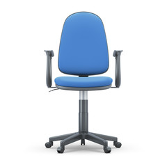 Office chair with a blue trim on a white background