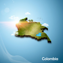 Wall Mural - Realistic 3D Map of Colombia