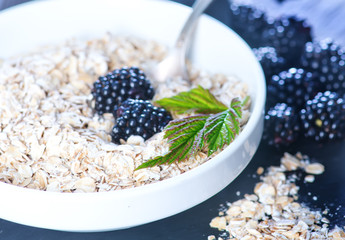 Wall Mural - oat flakes and blackberry