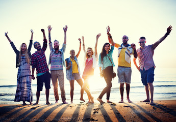 Wall Mural - Friendship Freedom Beach Summer Holiday Concept