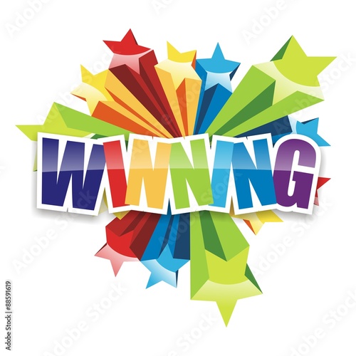 Winning Icon. congratulations colorful on white background Billede på lærred
