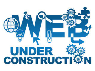 Wall Mural - Web Under Construction With Symbols Blue 