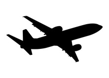 Plane Silhouette On A White Background, Vector Illustration