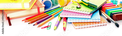 Fotografía Colorful school stationery isolated on white