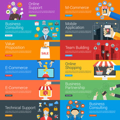 Wall Mural - Flat Design Concept. Set of Vector Illustrations for Web Banners