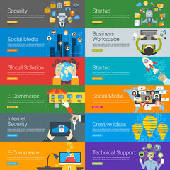 Wall Mural - Flat Design Concept. Set of Vector Illustrations for Web Banners