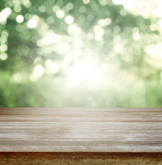 Sticker - Empty table and bright spring green background