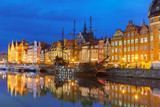 Fototapeta Niebo - Old Town and Motlawa River in Gdansk, Poland