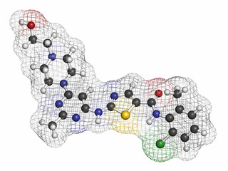 Sticker - Dasatinib cancer drug molecule. 