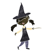 Retro Cartoon Witch Girl
