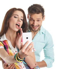 Sticker - Young couple take selfie