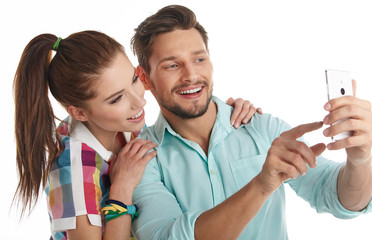 Sticker - Young couple take selfie