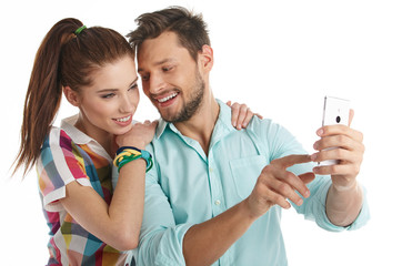 Sticker - Young couple take selfie