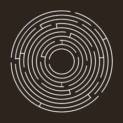 White circular maze on a black background