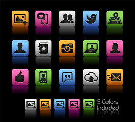 Wall Mural - social icons // colorbox series -- the vector file includes 5 color versions for each icon in differ