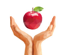 Polygonal Hand And The Apple