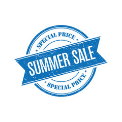 Summer sale grunge retro blue isolated stamp