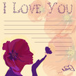Greeting card I love you with girl