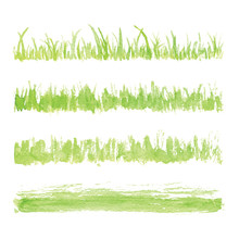 Hand Drawn Watercolor Grass Set