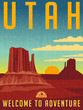 Retro illustrated travel poster for Utah