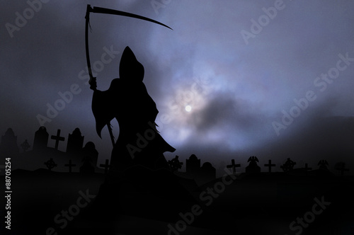 misty mort 5. grim reaper in graveyard Canvas-taulu