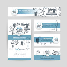 Corporate Identity Business Set Design With Tailor And Sewing To