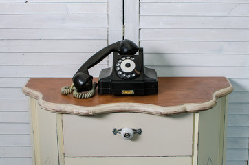 old black vintage phone isolated 