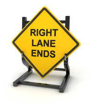 Road Sign - Right Lane Ends