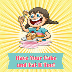 Poster - Girl eating a cake