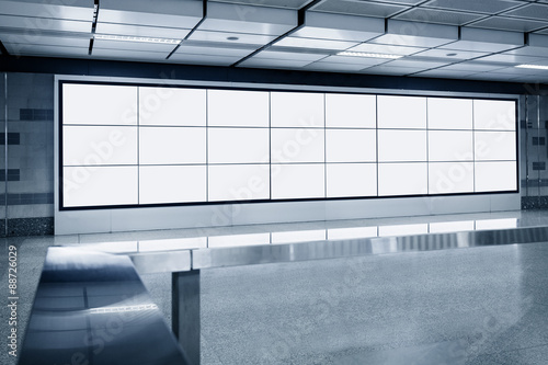 Fotografie, Obraz Blank Billboard Lcd screen light box template display in Subway
