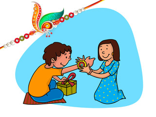 Sticker - Brother and sister for Raksha Bandhan celebration.