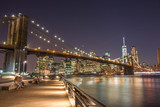 Fototapeta  - Panoramic View Manhattan Skyline and Brooklyn Bridge 