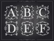 © LP Design - Blackboard chalk vintage calligraphic letters in monogram retro frames, alphabet logos
