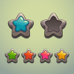 Poster - Set of cartoon stone stars