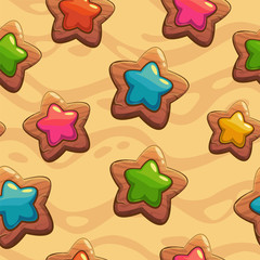 Poster - Seamless pattern with cute cartoon stars